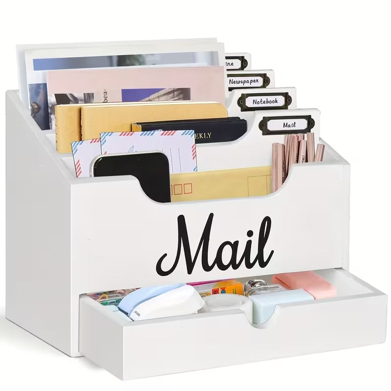 4-Slot Wood Mail Organizer