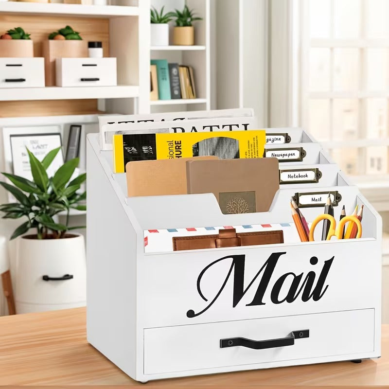 4-Slot Wood Mail Organizer
