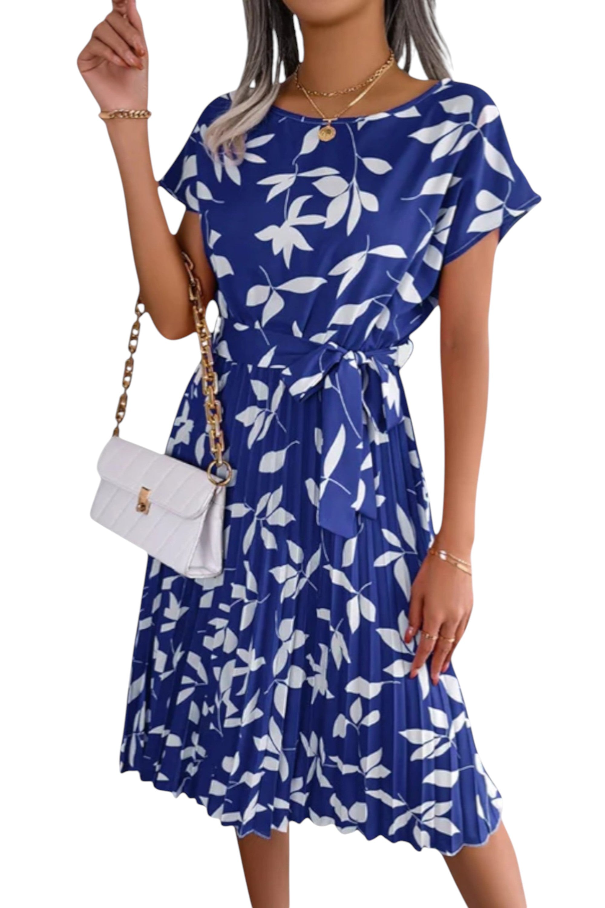 Rumef | Floral Pleated A-Line Dress for Women