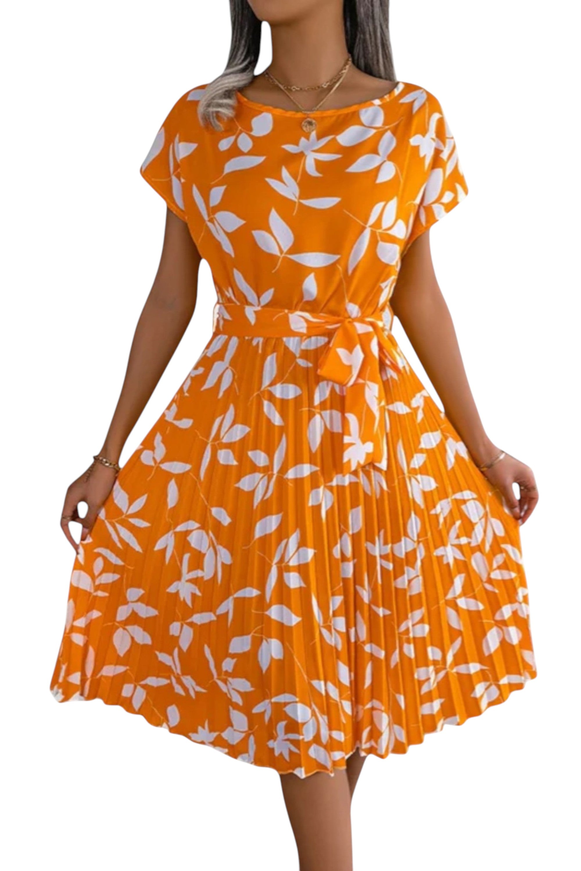 Rumef | Floral Pleated A-Line Dress for Women