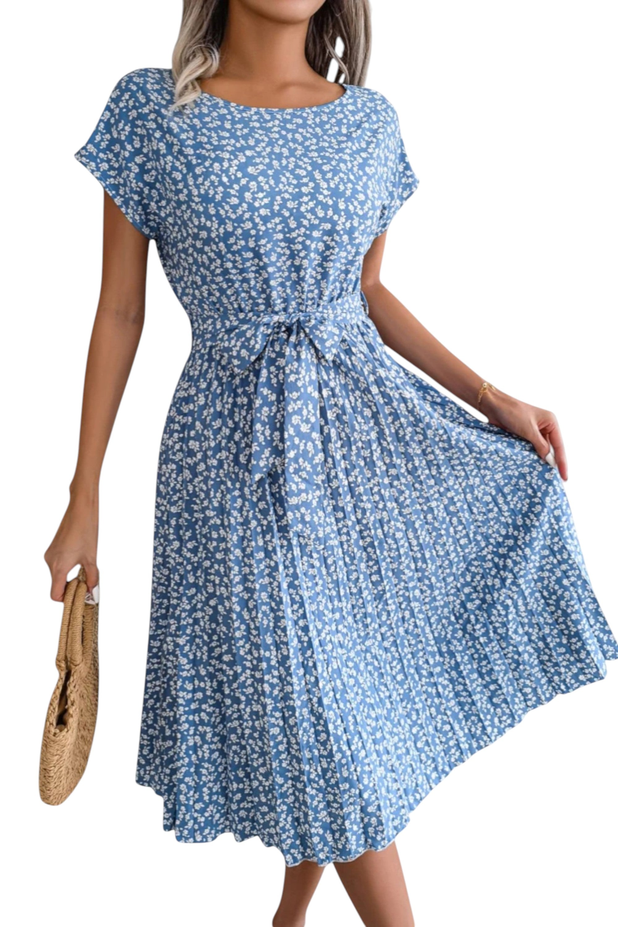 Rumef | Floral Pleated A-Line Dress for Women