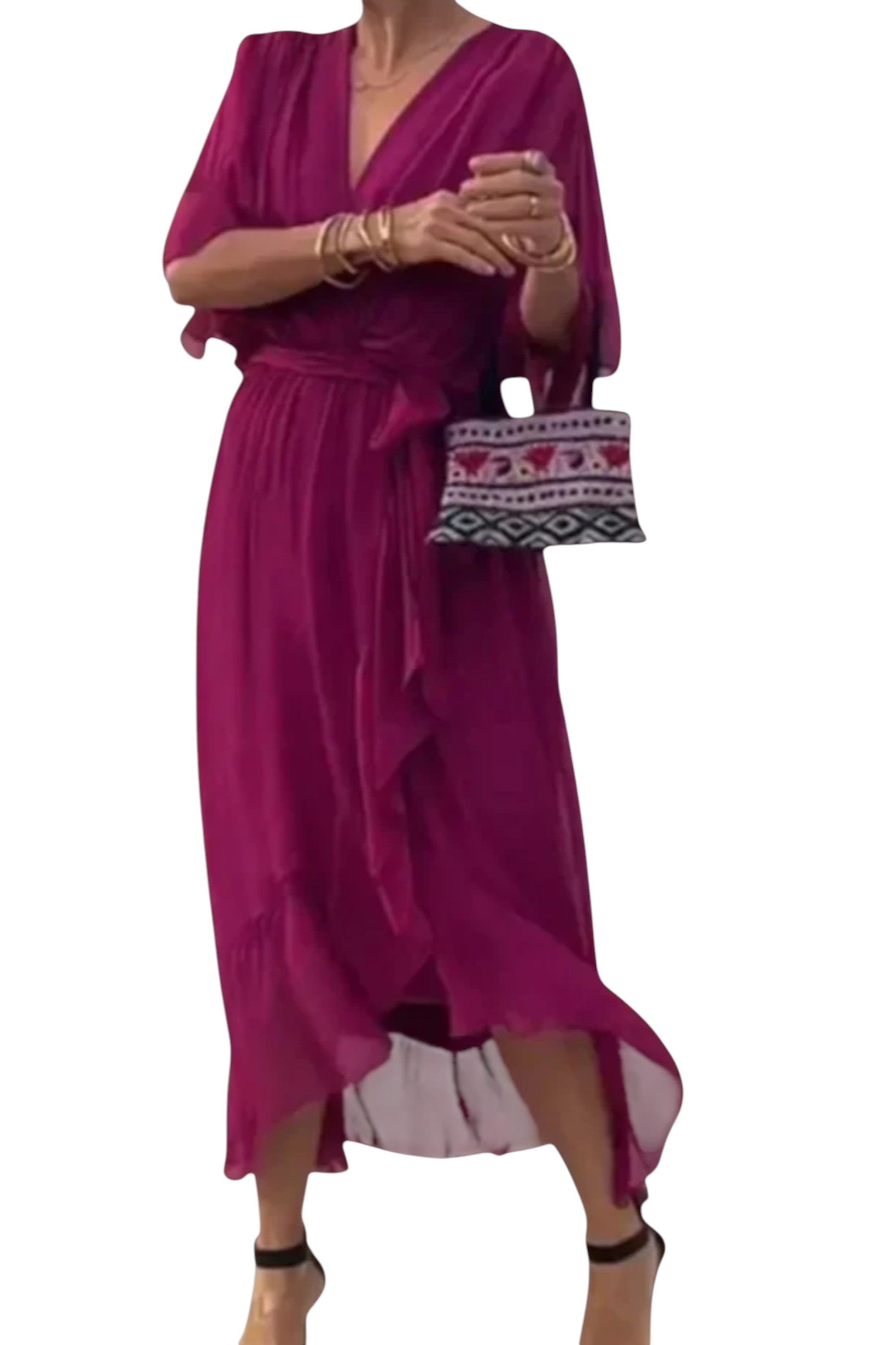 Rumef | Lace-Up Bat Sleeve Beach Dress for Women