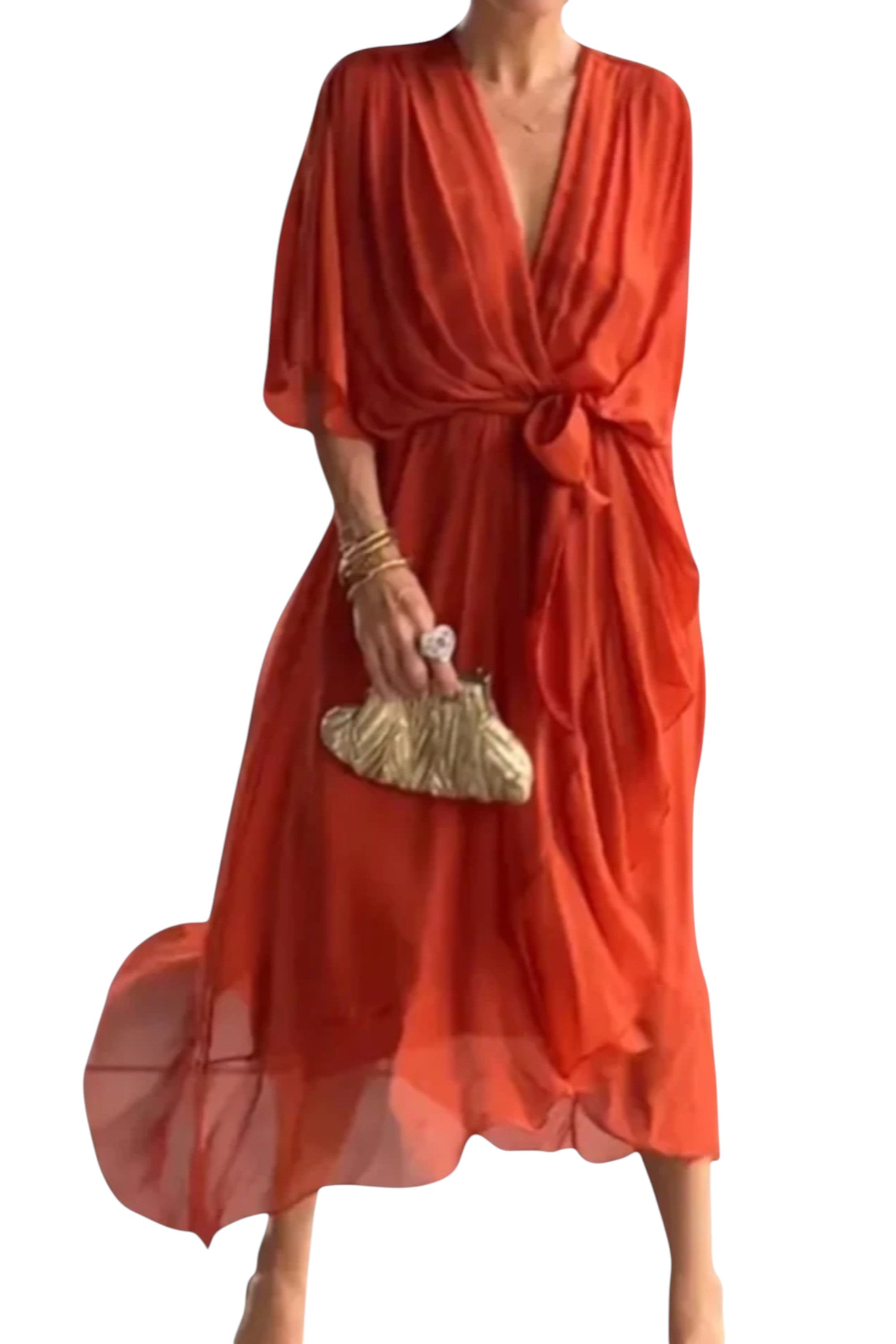 Rumef | Lace-Up Bat Sleeve Beach Dress for Women