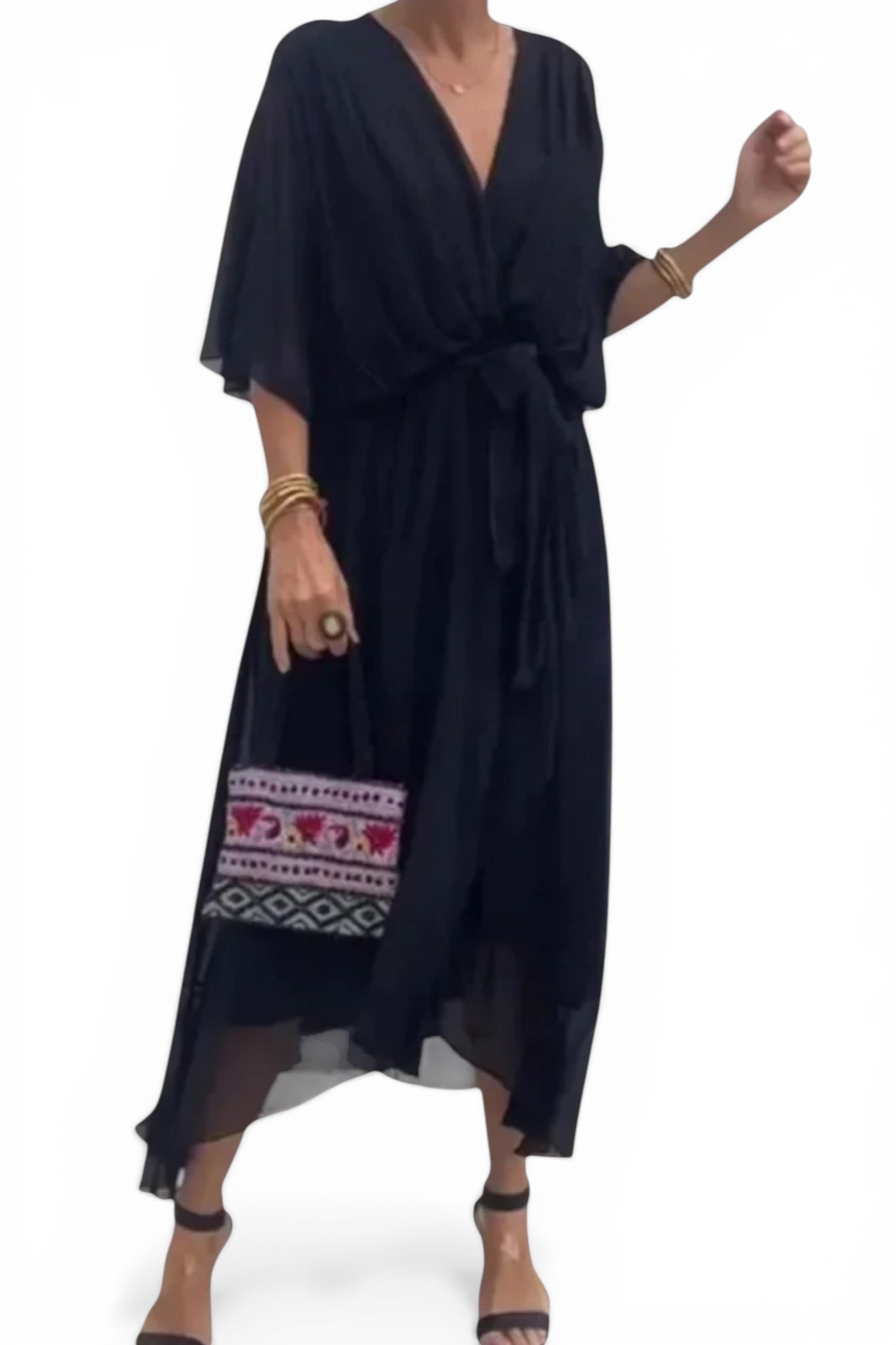 Rumef | Lace-Up Bat Sleeve Beach Dress for Women