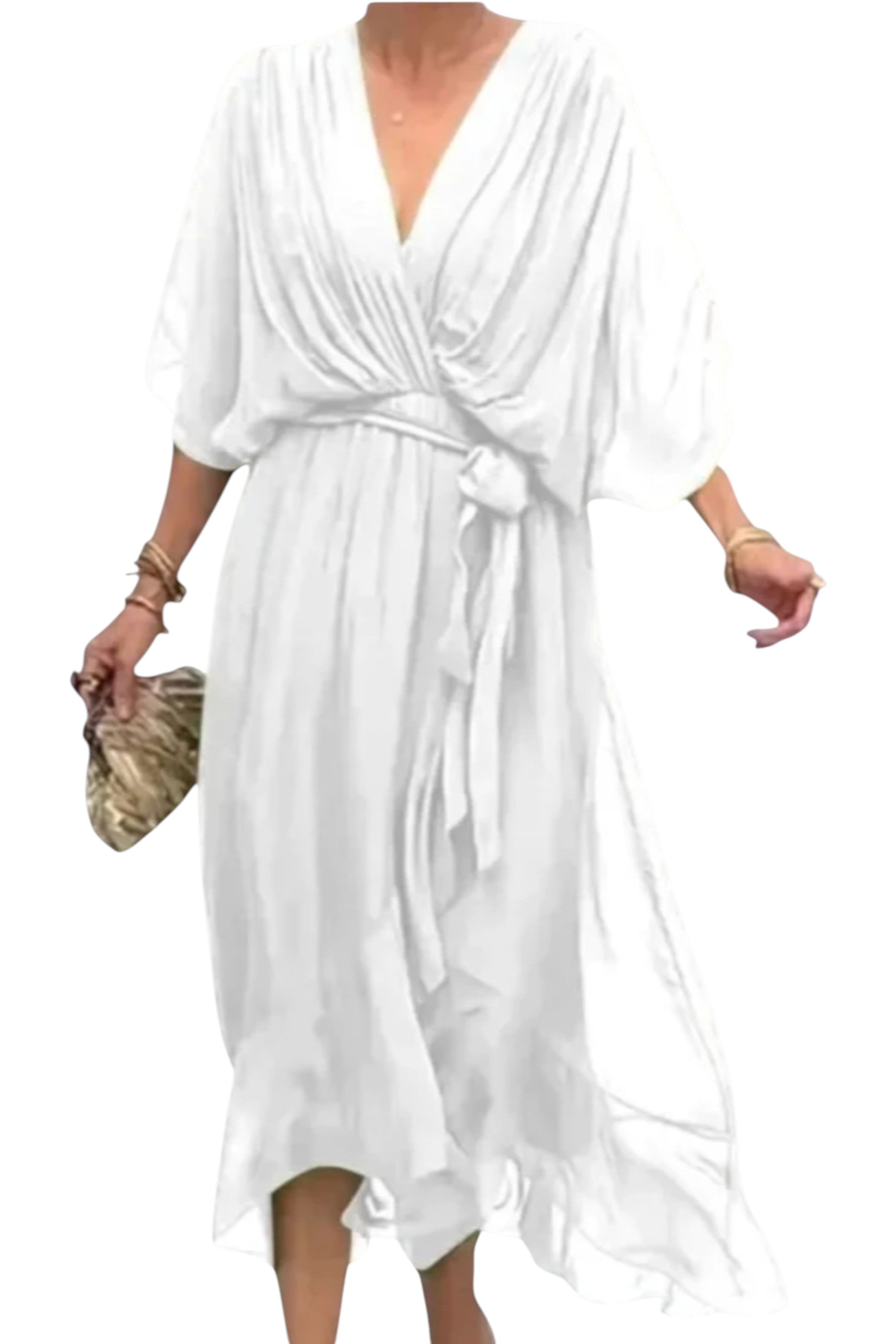 Rumef | Lace-Up Bat Sleeve Beach Dress for Women