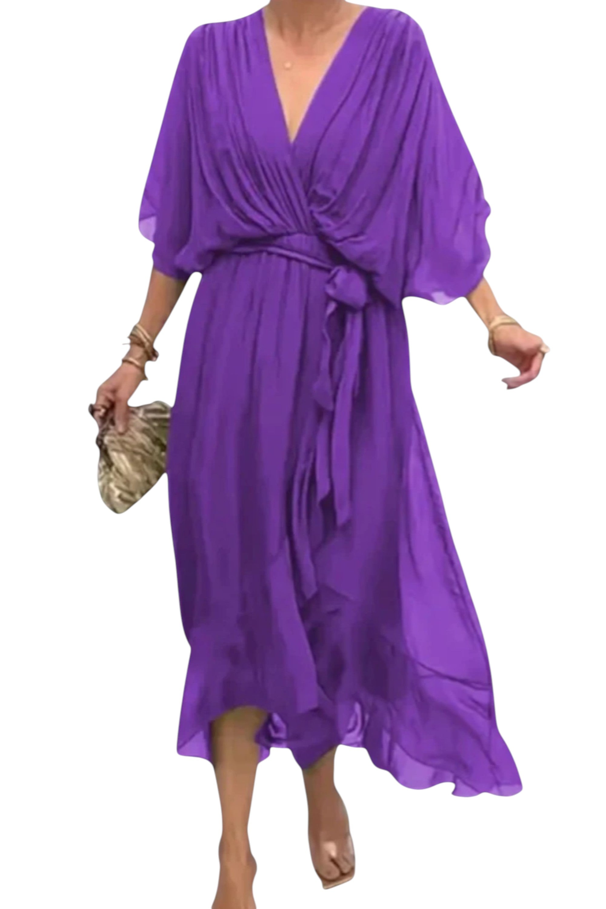 Rumef | Lace-Up Bat Sleeve Beach Dress for Women