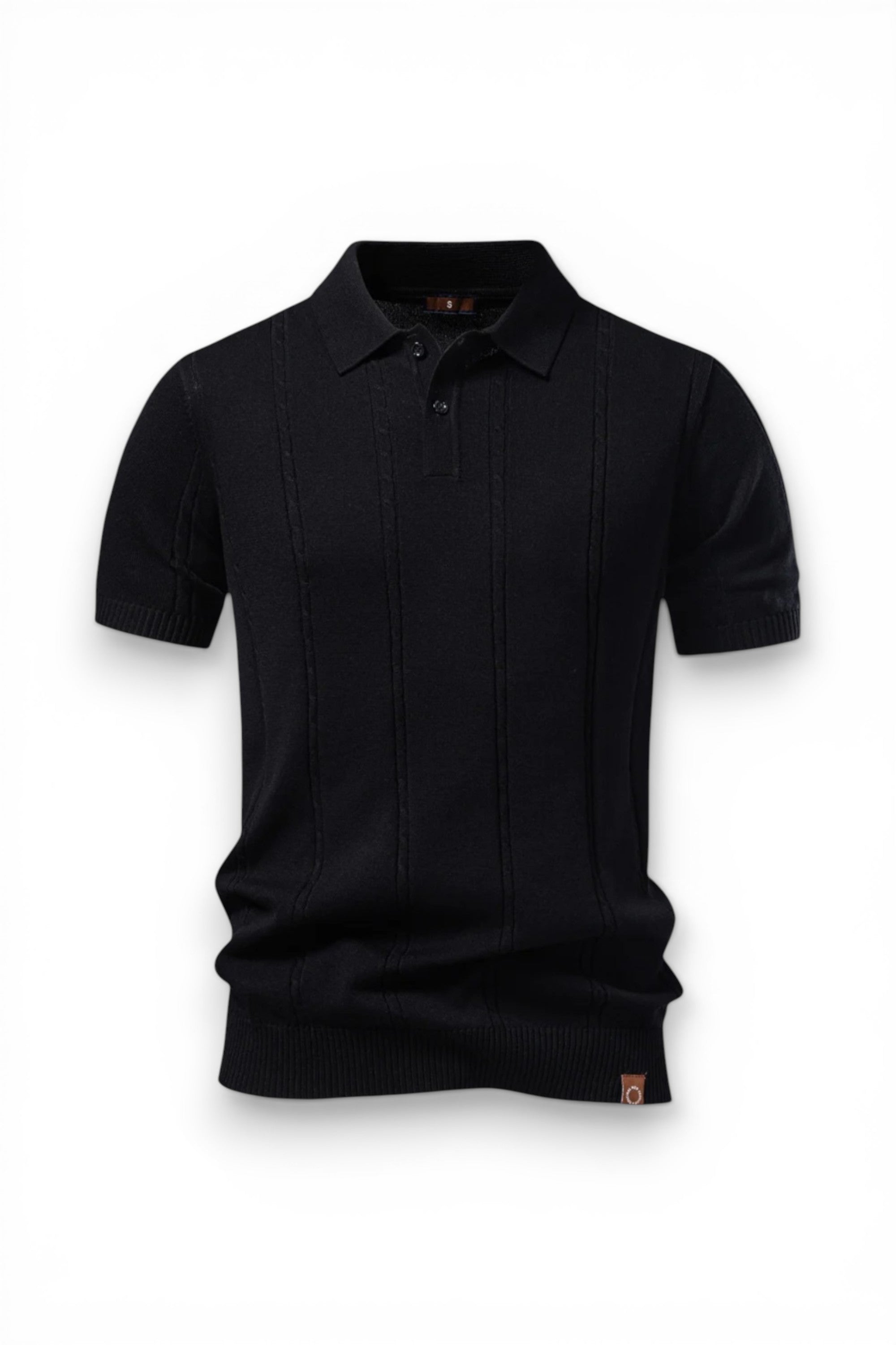 Black polo shirt on a white background