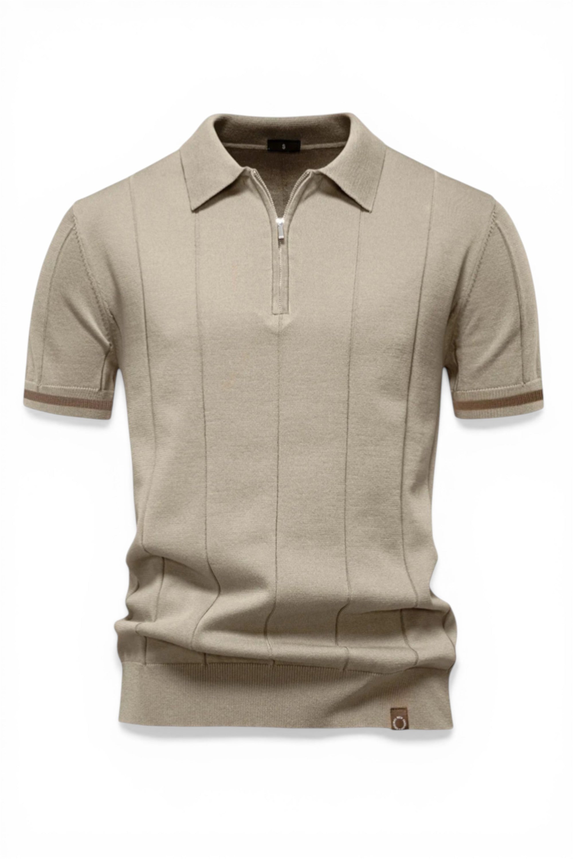 Beige polo shirt on a white background