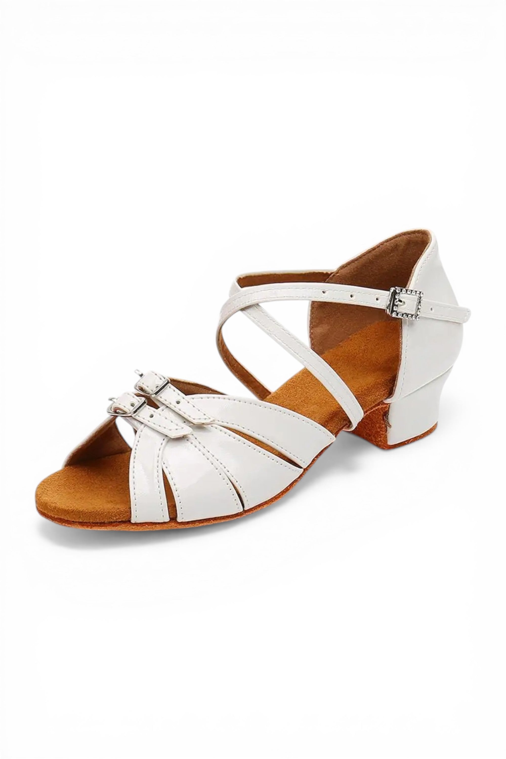 Brown and white dance shoe on a white background