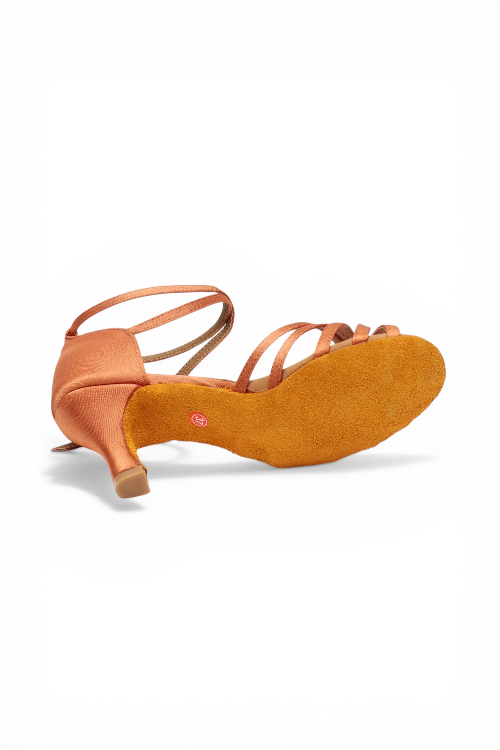 Orange dance shoe with a white background