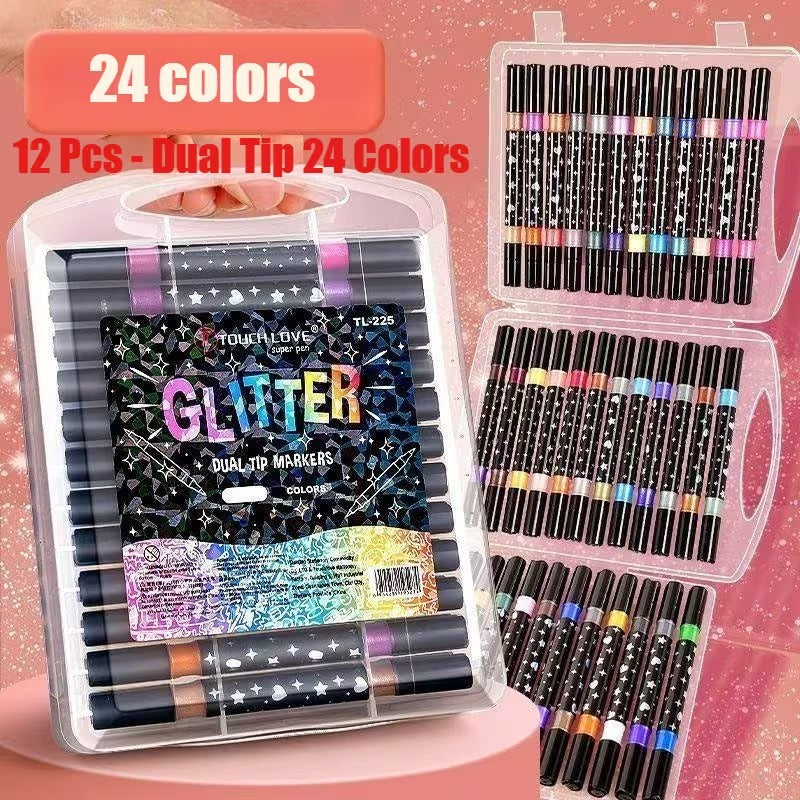 Brilliant 24-Color Glitter Markers