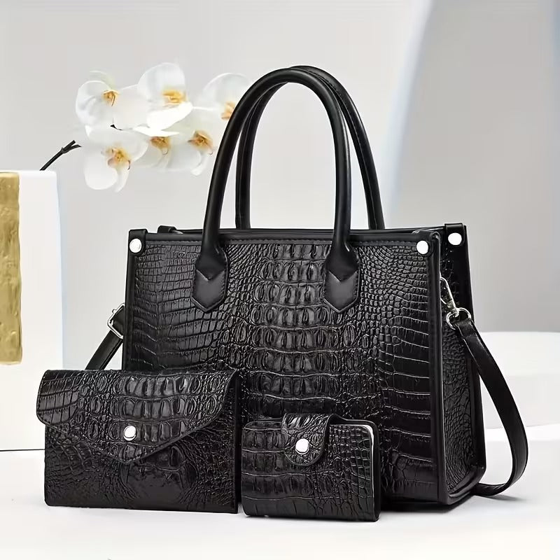 Crocodile-Embossed Purse Set