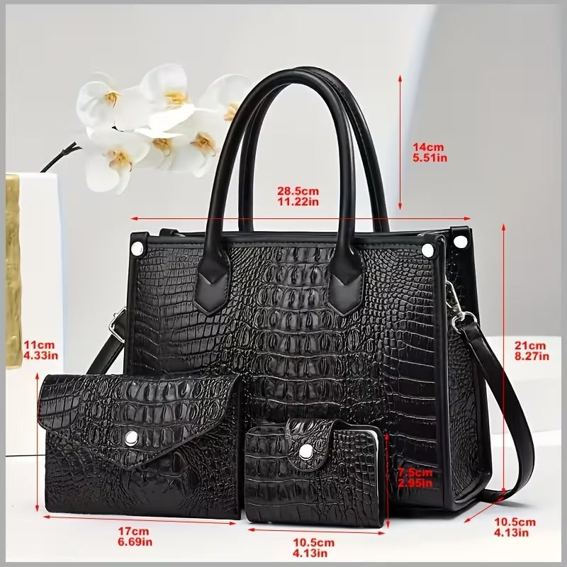 Crocodile-Embossed Purse Set