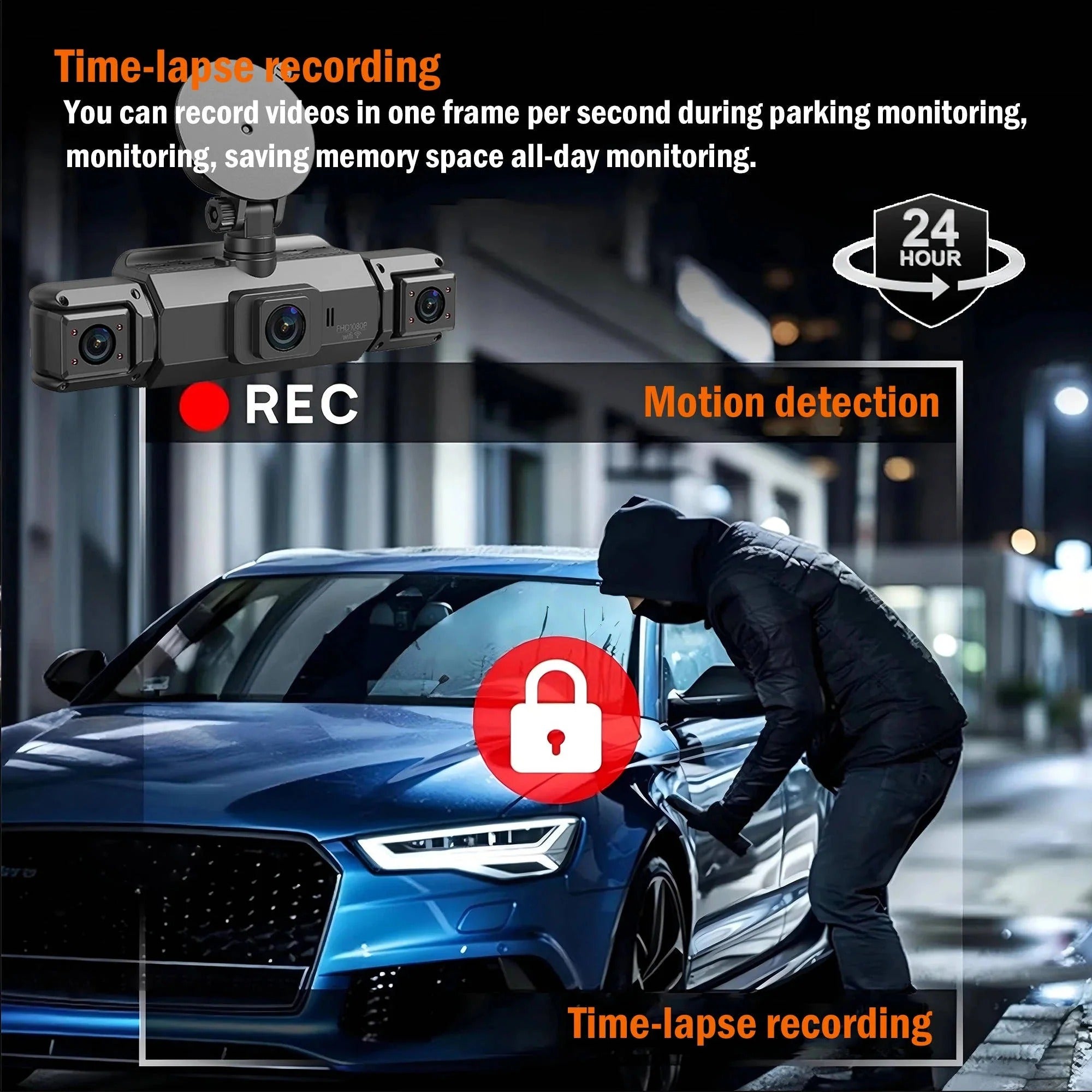4-Lens 360-Degree Vehicle Dash Cam