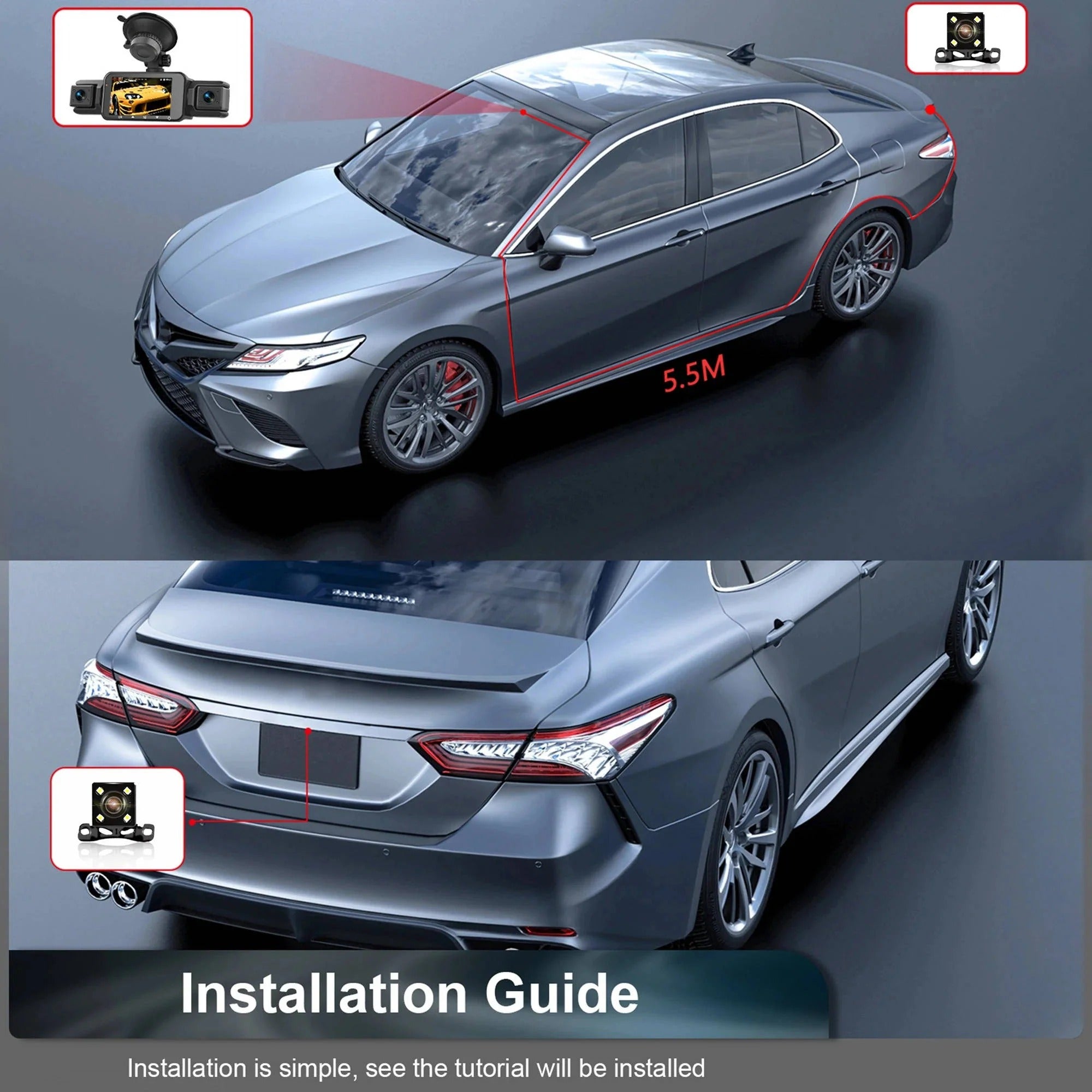 4-Lens 360-Degree Vehicle Dash Cam