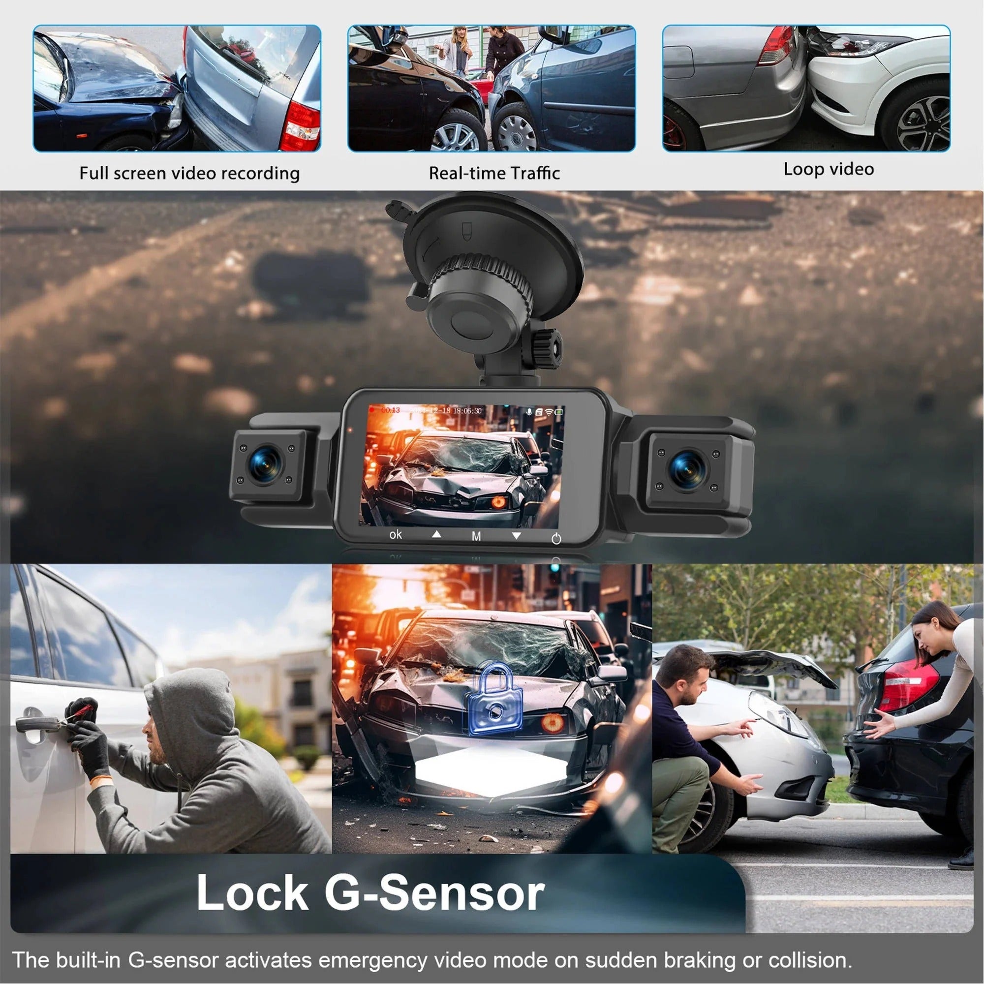 4-Lens 360-Degree Vehicle Dash Cam