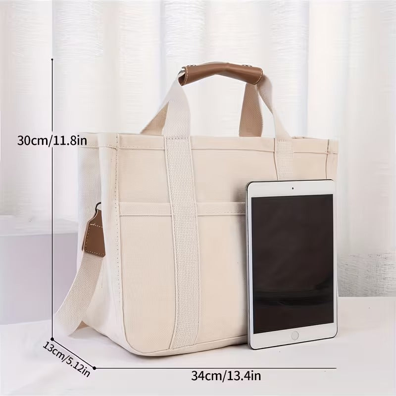 Multi-Pocket Canvas Organizer Tote