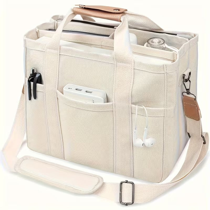 Multi-Pocket Canvas Organizer Tote