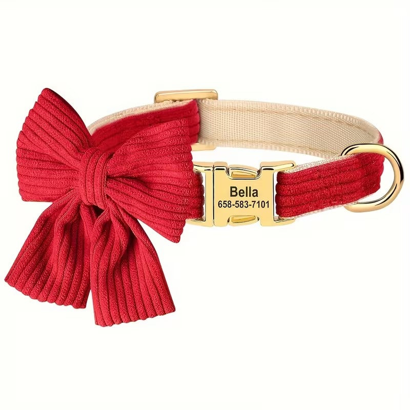 Personalized Bow Dog Collar