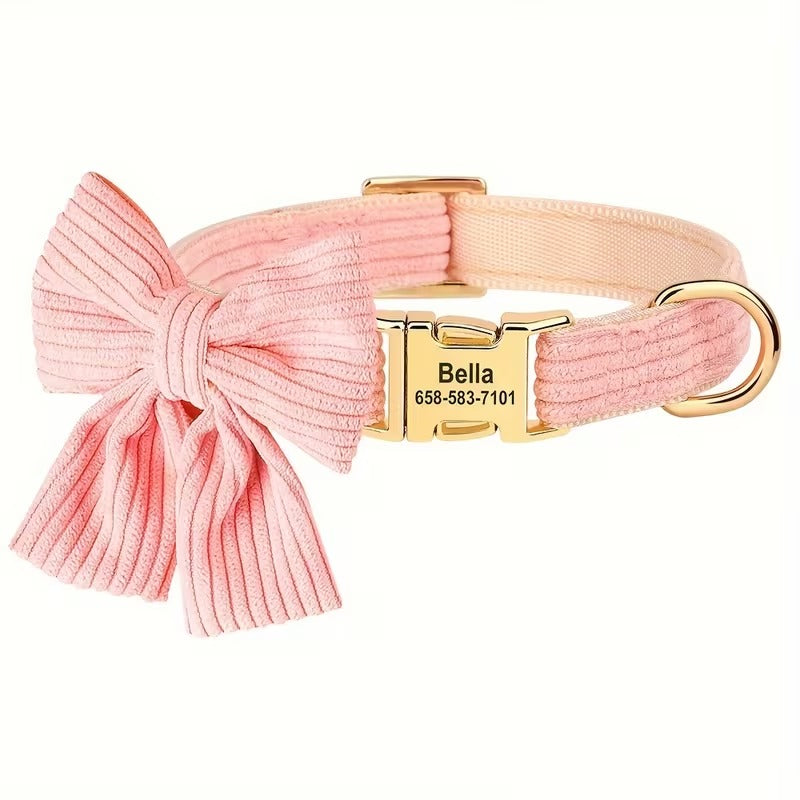 Personalized Bow Dog Collar