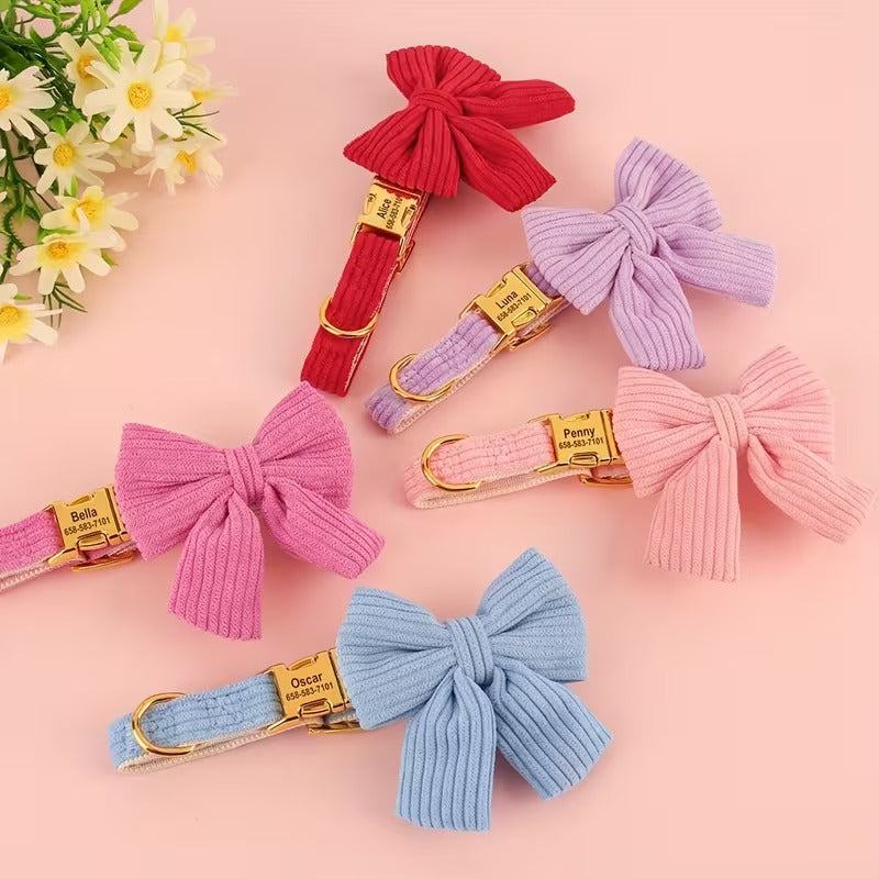 Personalized Bow Dog Collar