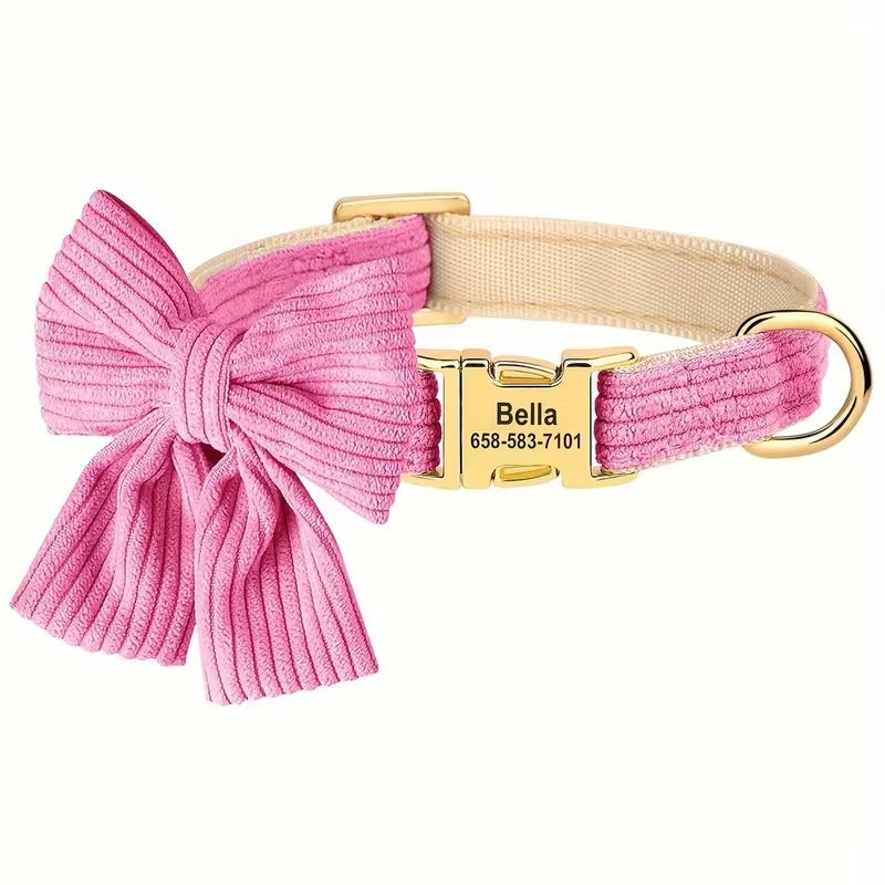 Personalized Bow Dog Collar