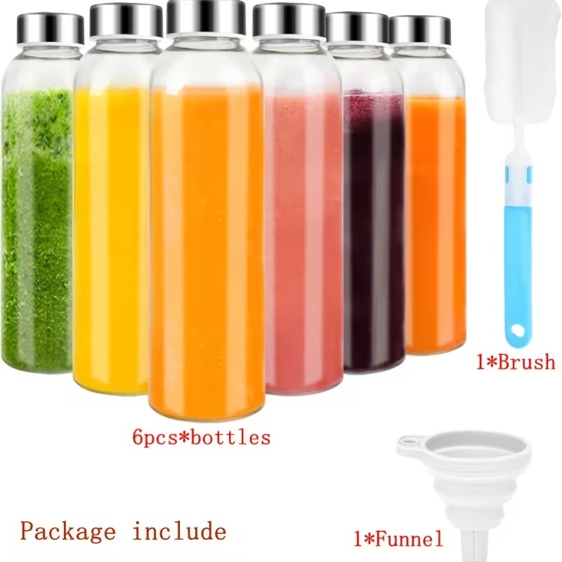 Premium 6-Pack Glass Juice Bottles