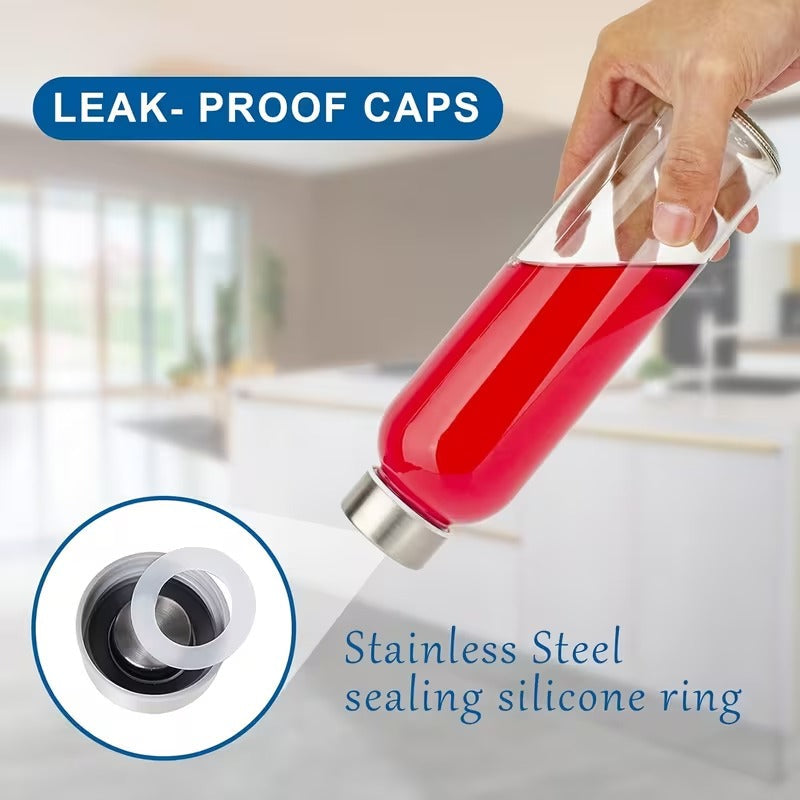 Premium 6-Pack Glass Juice Bottles