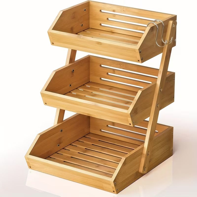 Premium Wooden Produce Organizer