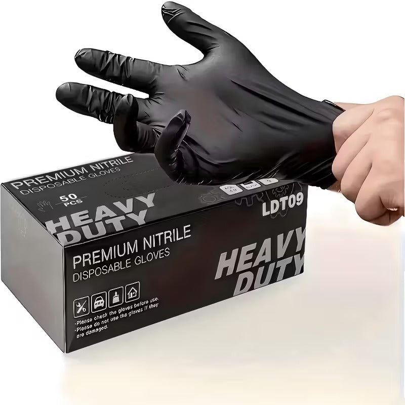 Pro-Grade Black Nitrile Gloves