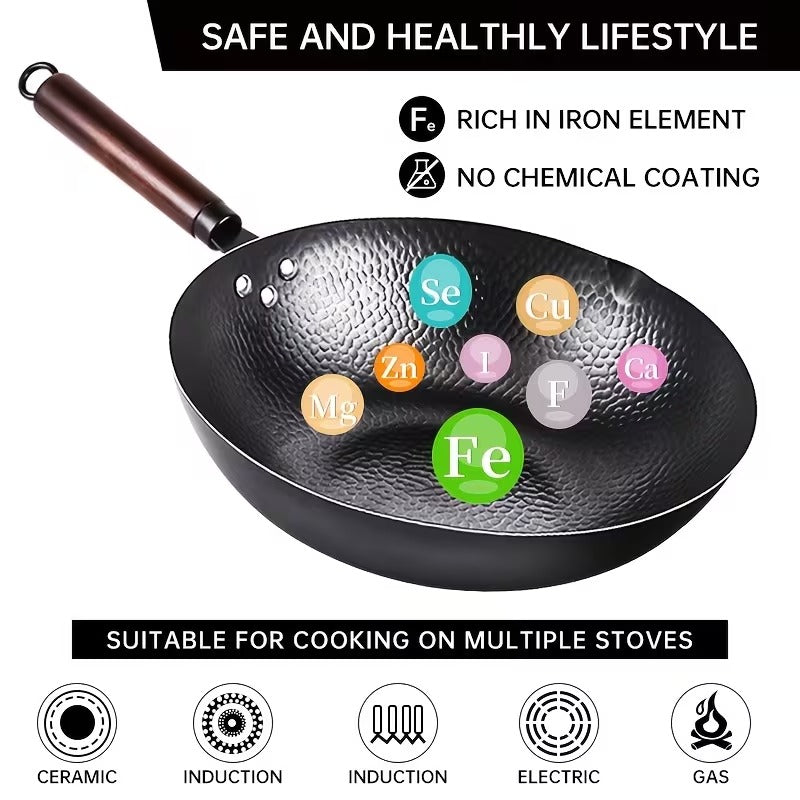 Pro-Grade Cast Iron Wok Set