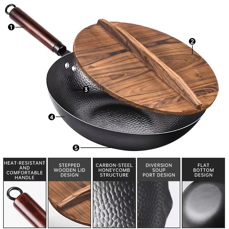 Pro-Grade Cast Iron Wok Set
