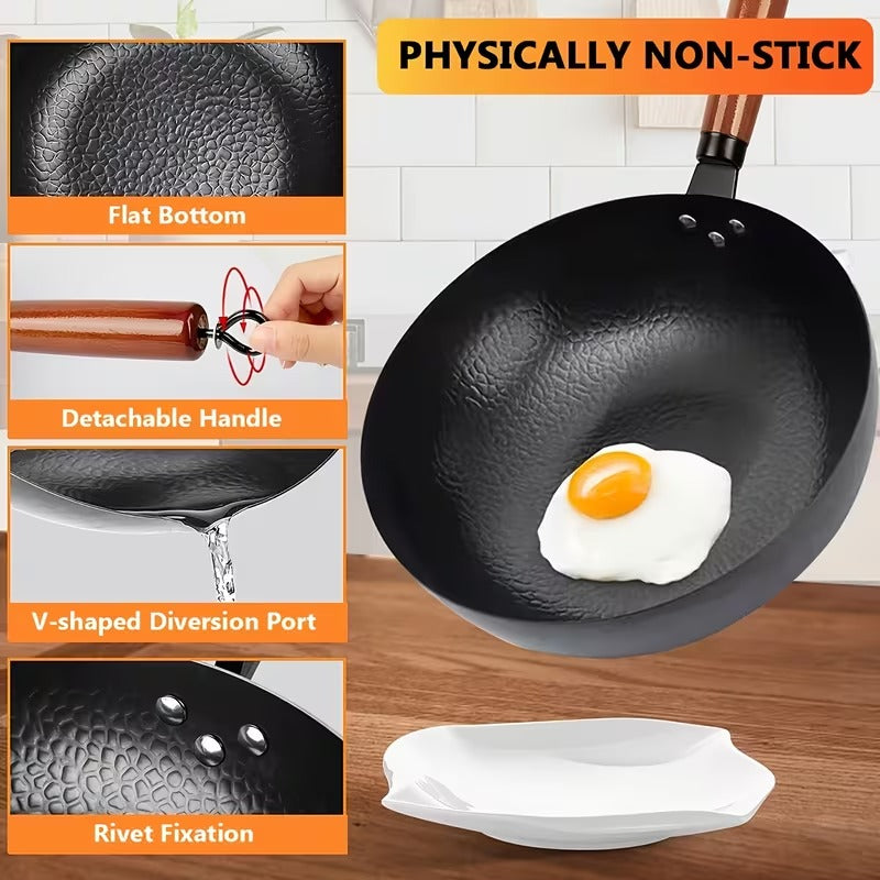 Pro-Grade Cast Iron Wok Set