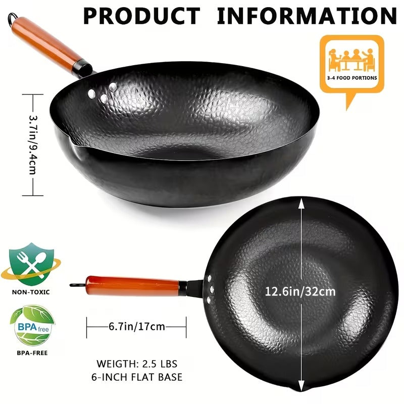 Pro-Grade Cast Iron Wok Set