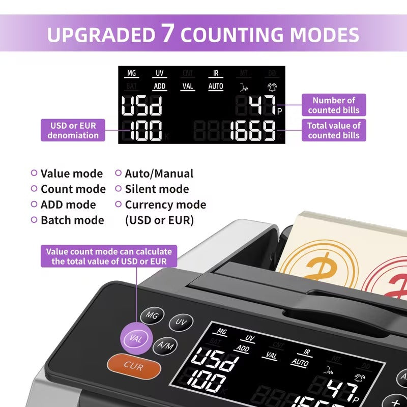 Pro Money Counter with Counterfeit Detection