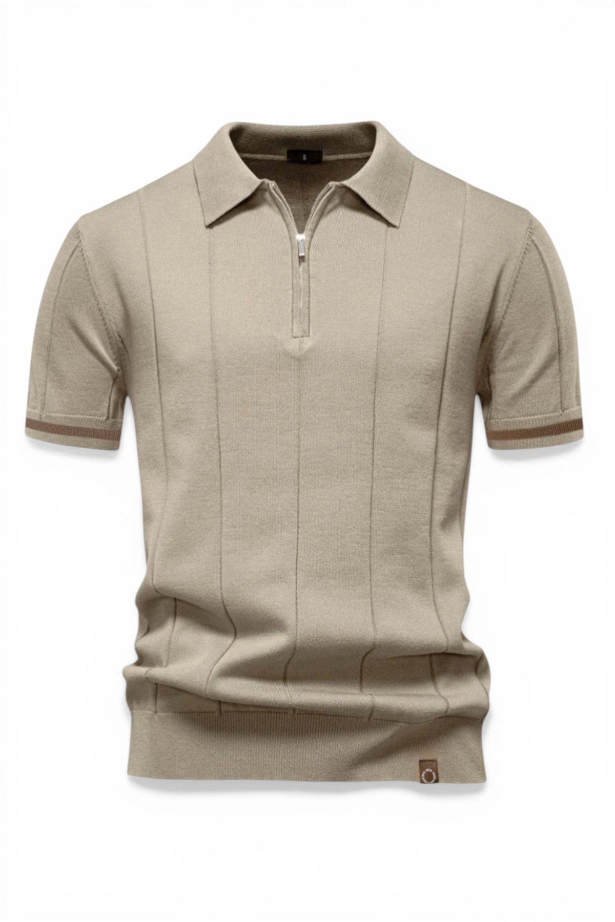 Beige polo shirt on a white background
