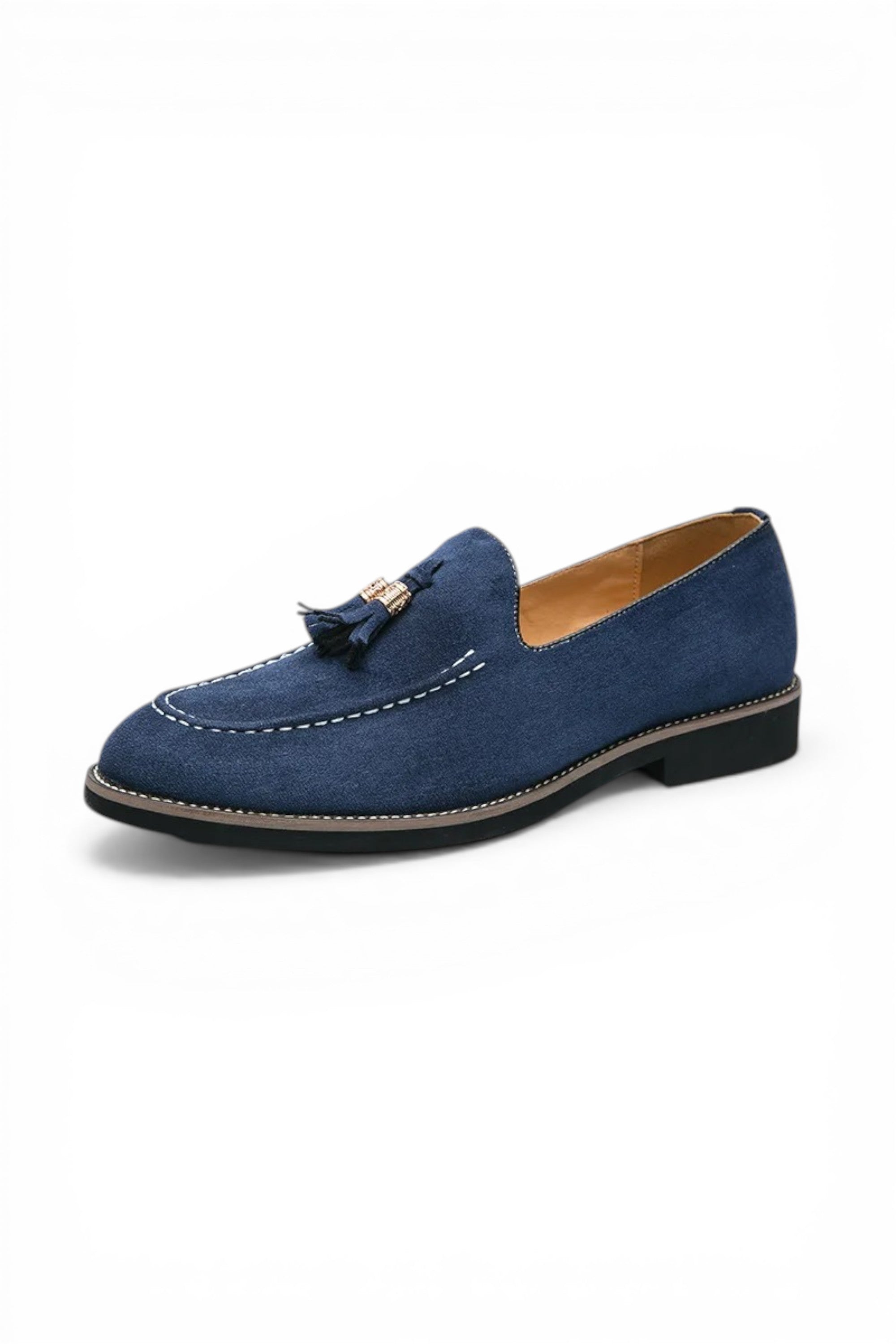 Blue loafer shoe on a white background