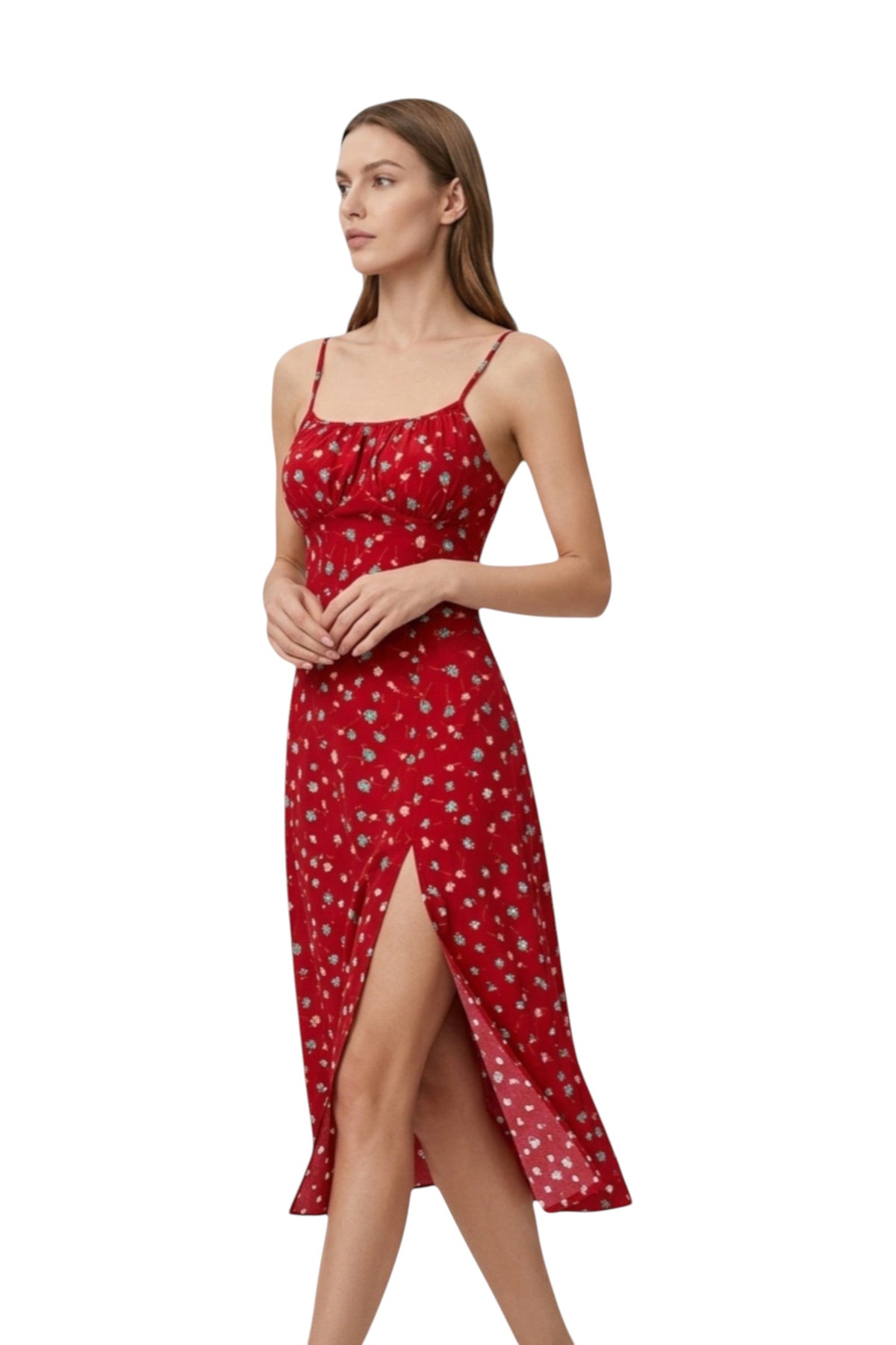 Rumef | Polka Dot Spaghetti Strap Slit Dress for Women