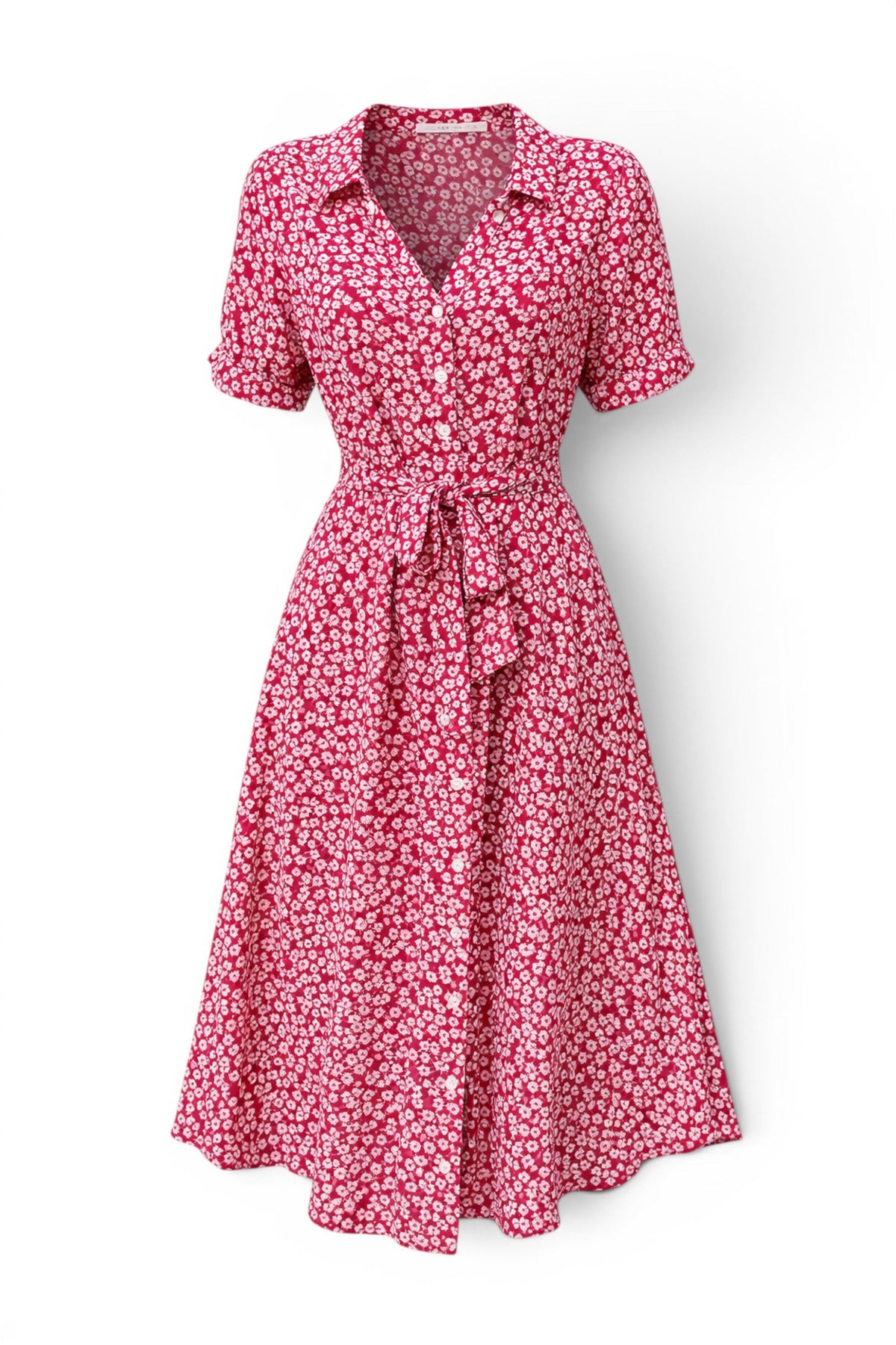 Pink floral dress on a white background