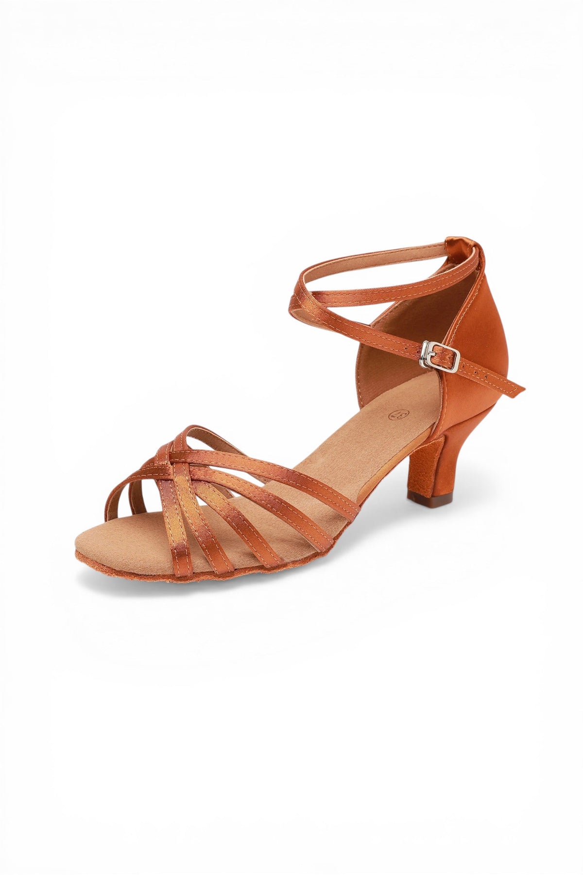 Brown strappy sandal on a white background