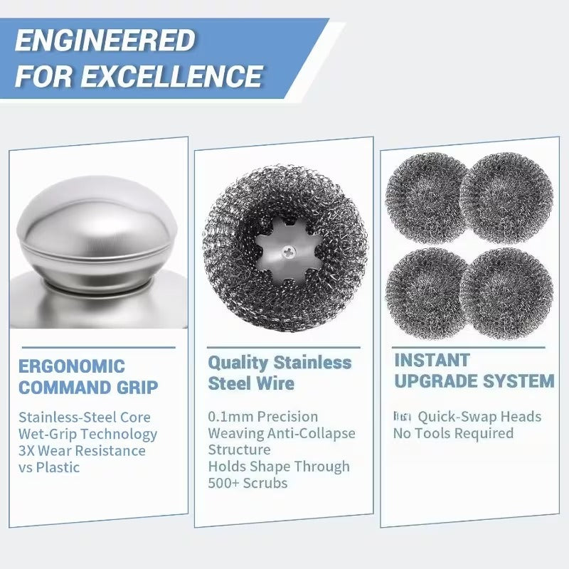 Stainless Steel Scrub Brush Set