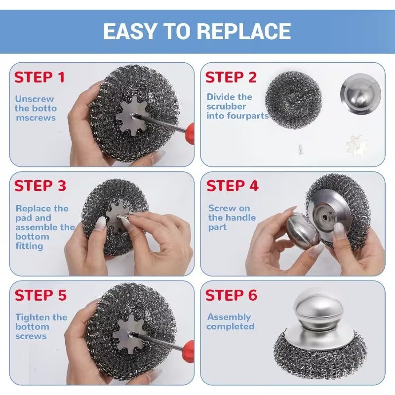 Stainless Steel Scrub Brush Set