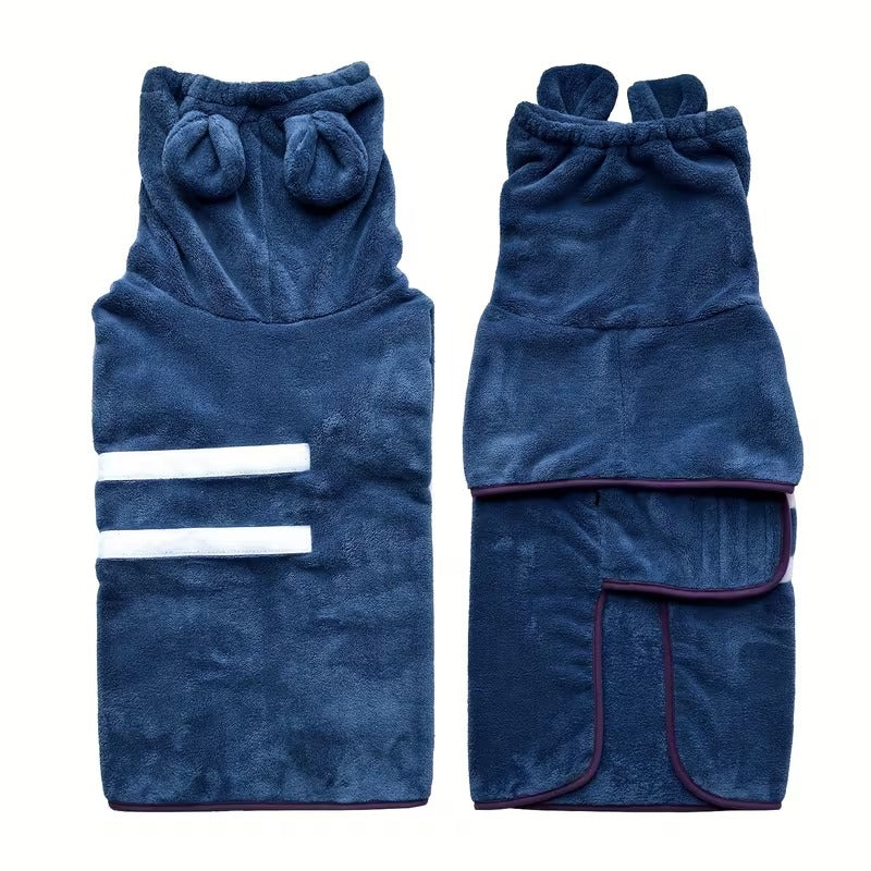 Ultra-Absorbent Hooded Dog Bathrobe