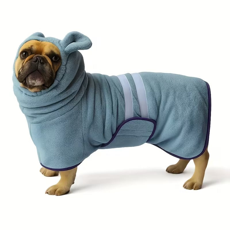 Ultra-Absorbent Hooded Dog Bathrobe