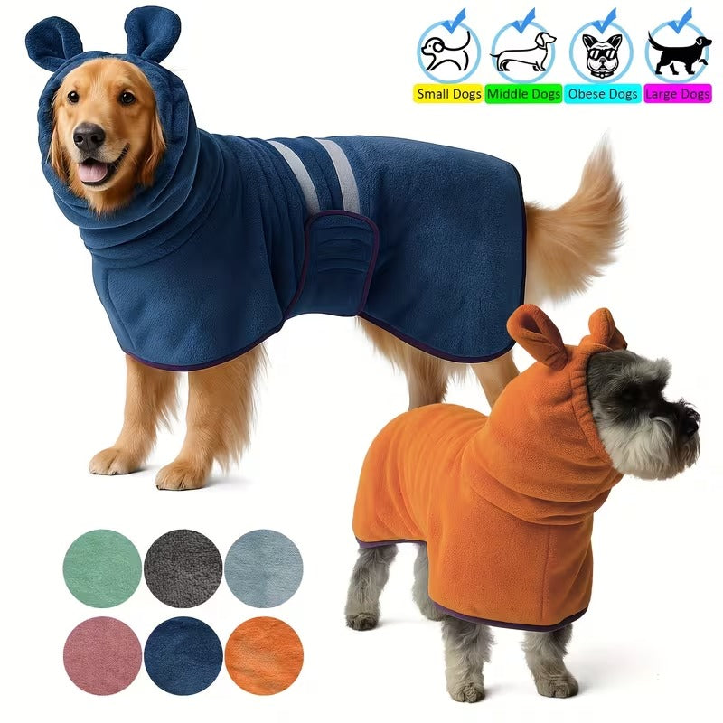 Ultra-Absorbent Hooded Dog Bathrobe