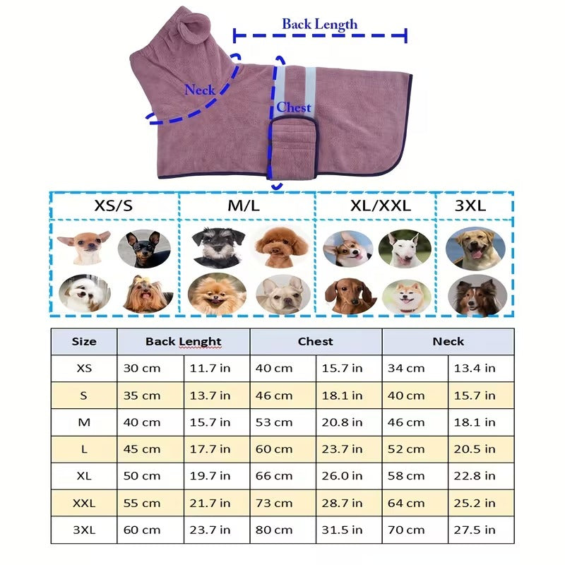 Ultra-Absorbent Hooded Dog Bathrobe