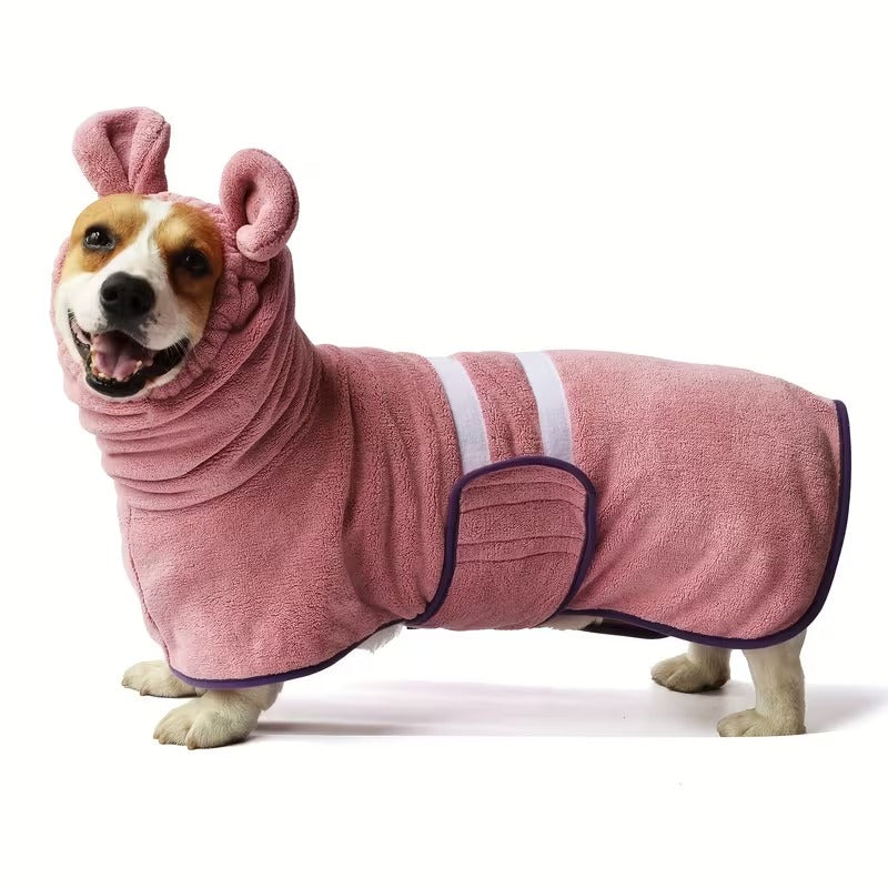 Ultra-Absorbent Hooded Dog Bathrobe