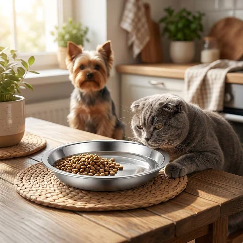 Wide Stainless Steel Pet Bowls